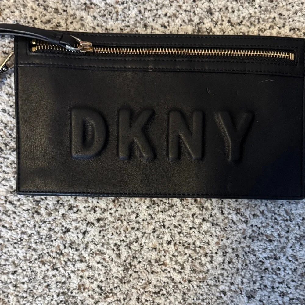 DKNY Black Clutch with Gold Accents